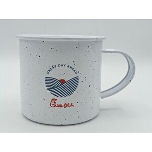 Chick-Fil-a Tin Metal Camper Mug "Great Day Ahead" Speckled 16 oz Coffee Tea